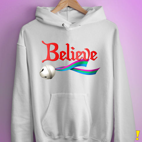 Believe Polysexual Pride Jingle Bell Hoodie - White